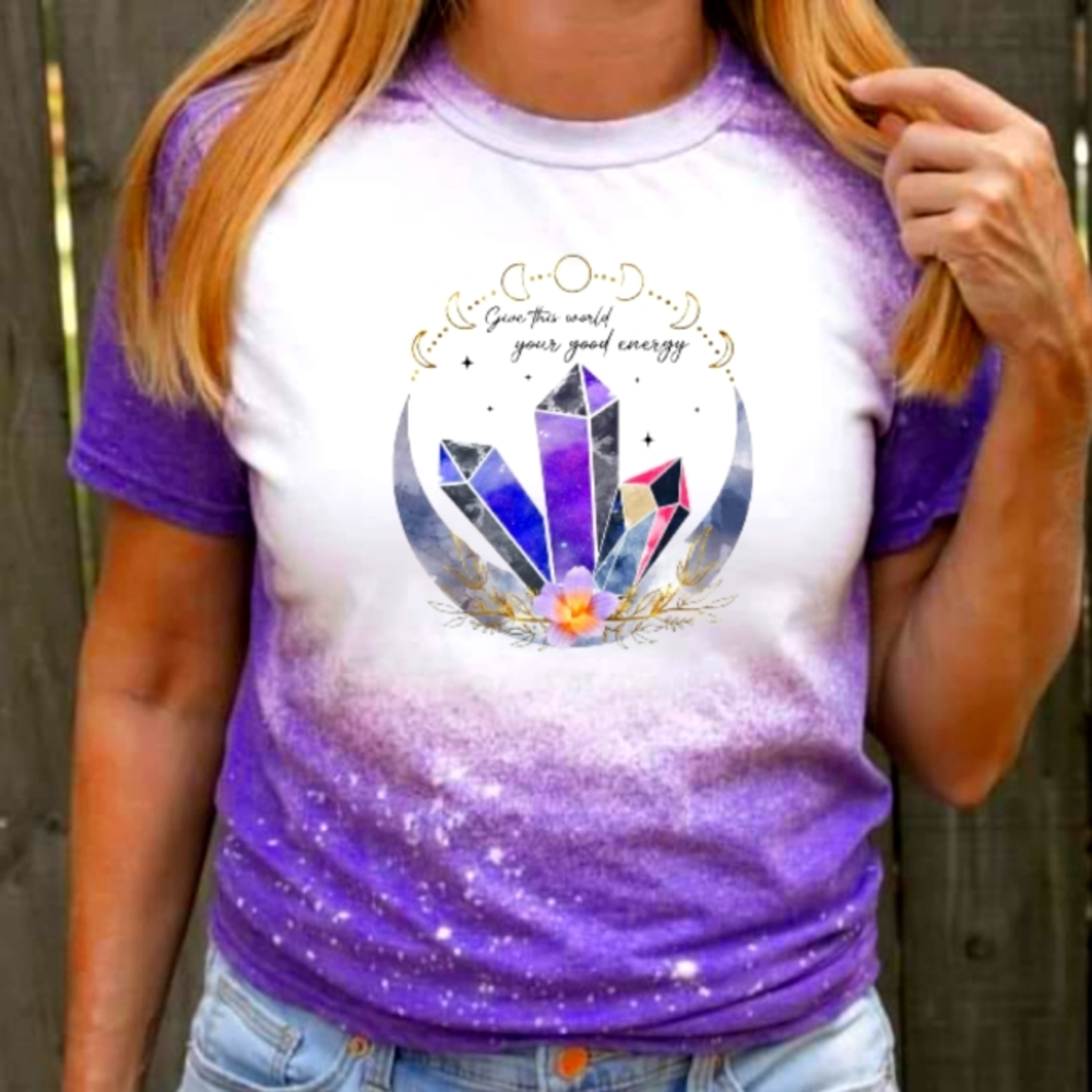 Give the world your good energy bleached tshirt